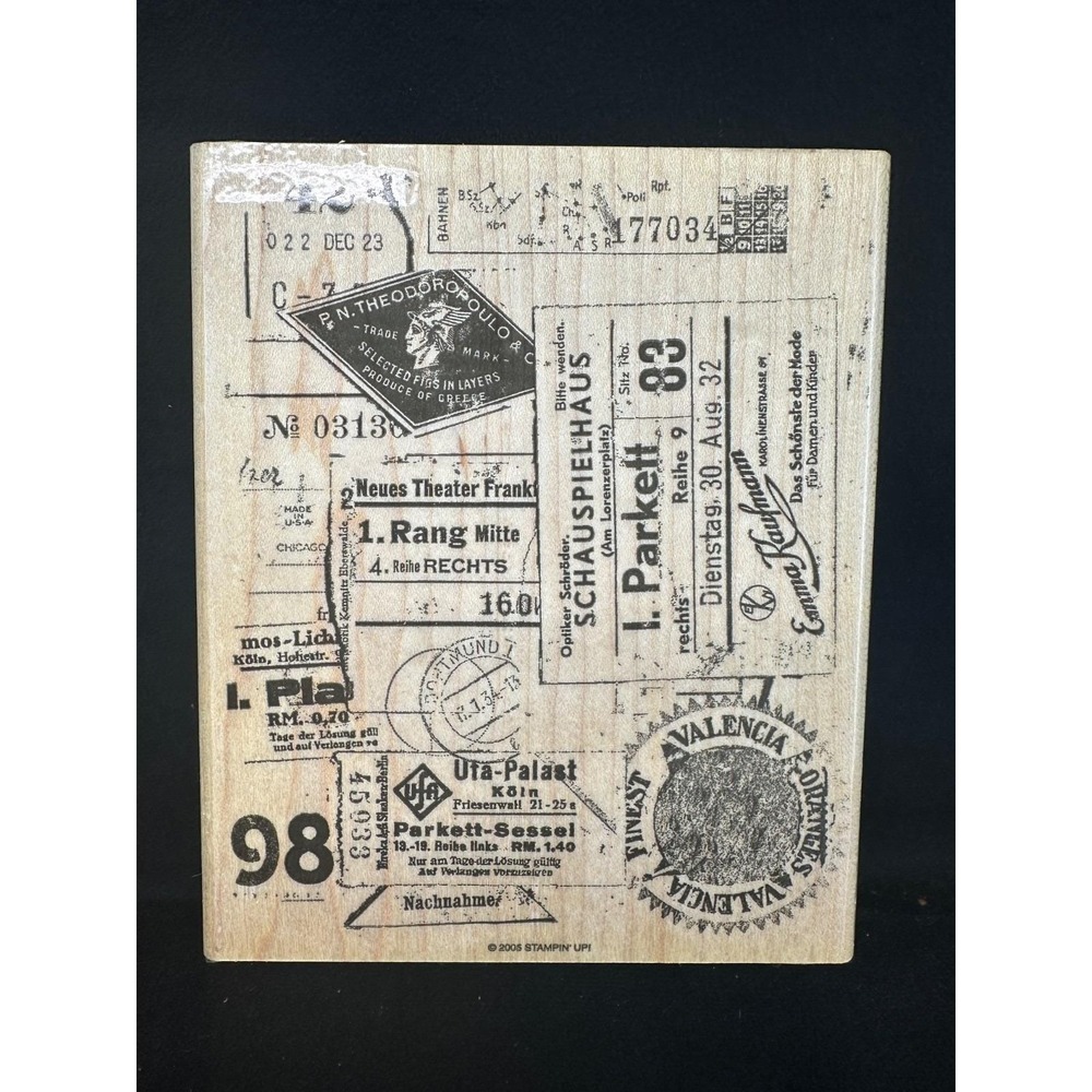 Stampin' Up! EPHEMERA Wood Mounted Rubber Stamp 2005 VTG Large Block Stamp